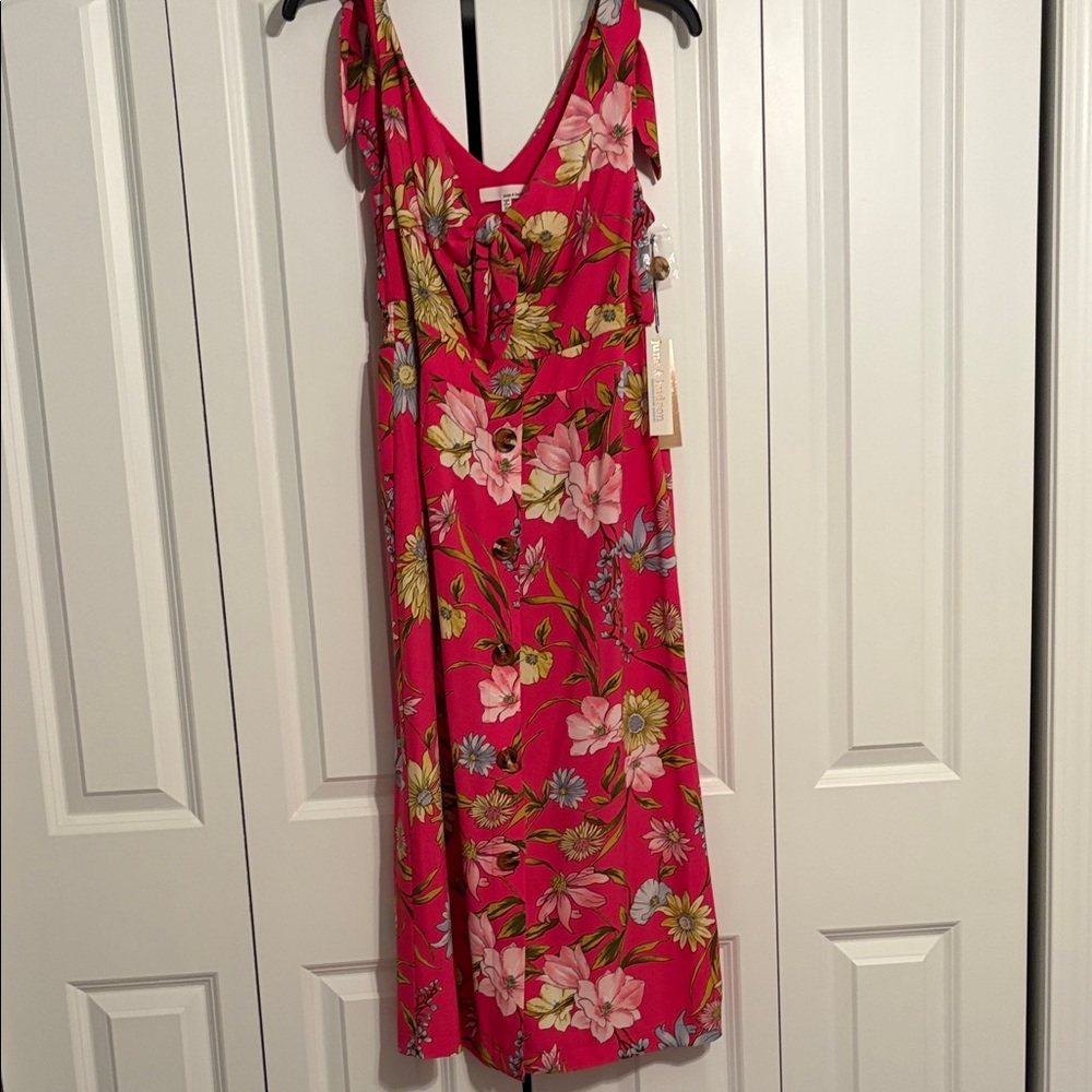 June & Hudson Vibrant Floral Midi Dress